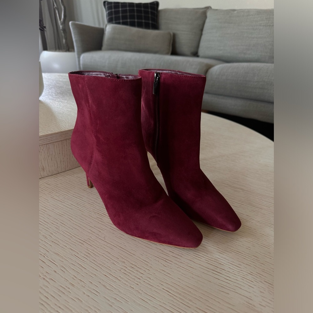 Vince Camuto Allost Red Suede Pointed Toe Ankle Booties